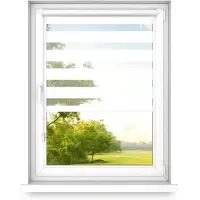 Time4blinds - Doppelrollo ohne Bohren - Zebra Rollos für Fenster und Türen - Klassisch Weiß, 1600x1100, Rechts