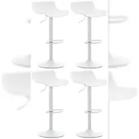 Décoshop26 - Set mit 4 Barhockern mit höhenverstellbaren Fußstützen modernes Design aus weißem Kunststoff und weißem Metall 10_0004497