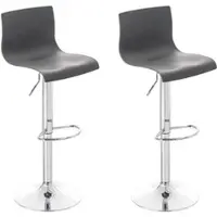 Décoshop26 - Set aus 2 Barhockern mit Fußstützen verchromtes Metall grauer Kunststoffsitz 10_0004186