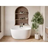 Vente-unique Halb freistehende Badewanne 130 x 72 x 58 cm Acryl Weiß 167 L AMOSARI