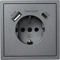 McPower Schutzkontakt-Steckdose Shallow 1x USB-C - 18W Quickcharge - 1x USB-A