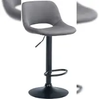 Décoshop26 - Barhocker/Hochstuhl x1 mit Fußstütze in dunkelgrauem Samt schwarzes Metallgestell 10_0004602