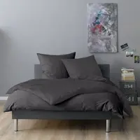 Lorena Mako-Satin Bettwäsche Verona Kissenbezug einzeln 80x80 cm | anthrazit