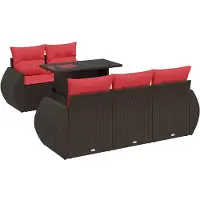 vidaXL 6-tlg. Garten-Sofagarnitur mit Kissen Braun Poly Rattan Akazie