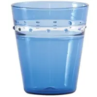Zafferano 4er-Set Trinkgläser mit blauen Punkten aus mundgeblasenem Borosilikatglas in traditioneller Incalmo-Technik für den täglichen Gebrauch