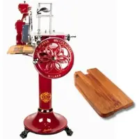 Berkel Volano B114 Schwungradmaschine in rot – Wunderschöne Aufschnittmaschine mit Standfuß + Fassholzbrett Unikat