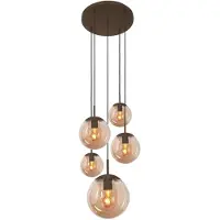 Steinhauer Hängelampe, dimmbar, braun / rost, für Wohn- / Esszimmer, Glas, Pendelleuchte