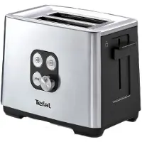 Tefal Equinox TT420D, 2 Scheibe(n), Schwarz, Edelstahl, Edelstahl, Tasten, Drehregler
