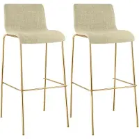 CLP 2er Set Barhocker Hover Stoff Vierfußgestell Gold Stoff HBT: 100x43x48 cm creme