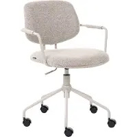Beliani Bürostuhl Beige Stoff Gepolstert Höhenverstellbar Drehbar Bremsbare Rollen mit Armlehnen Modern Drehstuhl Büro Arbeitszimmer Homeoffice