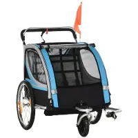 Zimilo 2-in-1 Kinderfahrradanhänger & Kinderwagen, 5-Punkt-Gurt, Stahlrahmen, 20 Zoll Reifen, Universalkupplung, mit Bremse, 142 x 75 x 101 cm