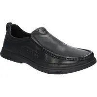 American Club CY150, Herren Leder Mokassins Memory Foam System, Slipper leicht elegant bequem, Schwarz 44