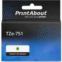 PrintAbout Schriftband kompatibel mit Brother TZe-751 - (24 mm x 24 mm) - Schwarz auf grün