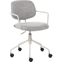 Beliani Bürostuhl Grau Stoff Gepolstert Höhenverstellbar Drehbar Bremsbare Rollen mit Armlehnen Modern Drehstuhl Büro Arbeitszimmer Homeoffice