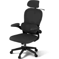 NaiZy Ergonomischer Bürostuhl Schwarz, Schreibtischstuhl mit 4D-Kopfstütze, H?henverstellbarer Netzstuhl, Belastbar bis 150kg