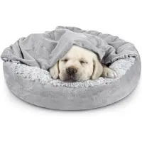 WOHNSTIL Haustierkissen mit Decke, gemütliches Hundekissen und Katzenbett für kleine bis mittelgroße HaustiereGrey