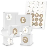 Itenga Adventskalender zum Füllen 24x Quader Würfel gemischt WEISS + Sticker (V01 Z37)