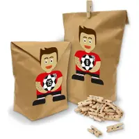 Itenga SET Adventskalender Fußball Rot Schwarz 24x Tüten Klammern + Sticker Bande + Z50