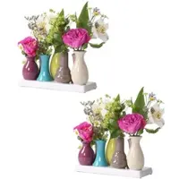 H&D Manufaktur Jinfa 2er Set Keramikvasen – Bunte Mini-Vasen je 7 Stück (19×7×11 cm) – Handgefertigte Tischdeko & Wohnzimmerdeko – Skandinavische Geschenkid
