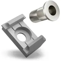 Qualinos 10x Universal-Klemmbock Silber (9006) flache Rückseite und V2A Nietmutter M8 Ersatzteil-Set