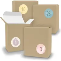Itenga Adventskalender zum Füllen 24x Quader BRAUN + Sticker V08 Z17