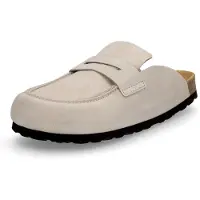 MIDS MIONA Damen Clog Beige aus Velourleder mit Weichfußbett