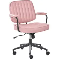 Beliani Bürostuhl Pastellrosa aus Kunstleder Gepolstert Gesteppt Drehbar Höhenverstellbar mit Armlehnen für Homeoffice Arbeitszimmer Retro Design