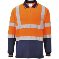 Portwest S279 Zweifarbiges Langarm Polo-Shirt Orange/Navy Gr. 4XL