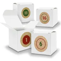 Itenga Adventskalender zum Füllen 24x Würfel 6,5cm WEISS + Sticker V04 Z10