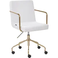 Beliani Bürostuhl Cremeweiß Cord Gepolstert Höhenverstellbar Drehbar Bremsbare Rollen mit Armlehnen Modern Drehstuhl Büro Arbeitszimmer Homeoffice
