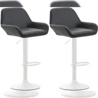 Décoshop26 - Set aus 2 bogenförmigen Barhockern aus Metall mit Fußstützen weiß mit schwarzen PVC-Sitzflächen 10_0004028