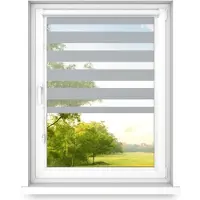 Time4blinds - Doppelrollo ohne Bohren - Zebra Rollos für Fenster und Türen - Grau, 1000x1900, Rechts