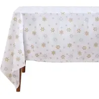 Homescapes TISCHDECKE Weihnachten, weiß-gold mit Schneeflocken, 137/178 cm