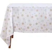 Homescapes TISCHDECKE Weihnachten, weiß-gold mit Schneeflocken, 137/228 cm