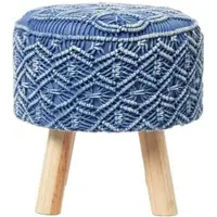 Homescapes MAKRAMEE-HOCKER Willow blau, 41/41/43 cm