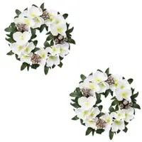Creativ Green künstliche Pflanze Christrosenkranz, 32 cm, weiß, 2er Set