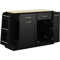 STILVORA Sideboard mit Mülleimerfach und offener Ablage, Buffetschrank mit externem Gewürzregal und Schubladen, Küchenschrank mit mehrstufigem Stauraum und verstellbaren Einlegeböden, Schwarz