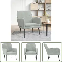 The Living Store Sessel Hellgrau 62x79x79 cm Samt