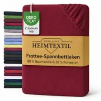EXKLUSIV HEIMTEXTIL Frottee Spannbettlaken Rundumgummizug Marke 180 x 200 cm Bordeaux 80% Baumwolle 20% Polyester Öko - Tex Zertifiziert Bed-Sheet