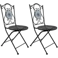 HTI Gartenstuhl 2er-Set Metall Schwarz Byzanz