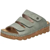 Rieker Damen Pantolette drei Riemen mit Klettverschluss und Plateausohle V8780, Größe:37 EU, Farbe:Grün