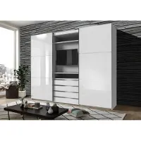 Wimex Schwebetürenschrank Kleiderschrank Magie Glas 300cm weiß Glasweiß