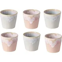 Costa Nova Grespresso handgefertigte Espressotassen – 6er-Set – Elegance – Rosa – Grau – Portugiesisches Steingut – 90 ml – Höhe 6 cm