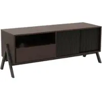 Mendler TV-Rack HWC-O40, Lowboard TV-Schrank Schiebetür Staufächer Schublade, MDF Metall Melamin 49x120x40cm Walnuss-Optik