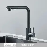 Cargomarket Küchenarmatur, Hochdruck-Küchenarmatur mit ausziehbarer Brause aus Edelstahl, 360° drehbarer Wasserhahn, 2 Sprühmodi, Spültischarmatur, Gebürstet.Farbe:Schwarz
