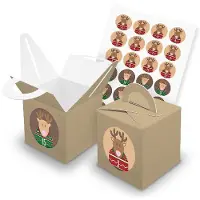 Itenga SET V43 Adventskalender Würfelbox mit Griff Braun + Zahlensticker Z45