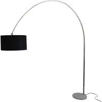 Alpinaluz LAURENCE Bogen-Stehleuchte 240 cm, Weißer Marmorsockel, Schwarzer Stoffschirm Ø50 cm, E27