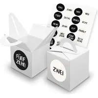 Itenga SET V42 Adventskalender Würfelbox mit Griff Weiß + Zahlensticker Z23