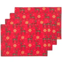 Homescapes TISCHSET Rentier 4er-Set, rote Platzsets Weihnachten 30/45 cm