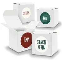 Itenga Adventskalender zum Füllen 24x Würfel 6,5cm WEISS + Sticker V04 Z27